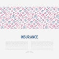 Insurance concept with thin line icons Royalty Free Stock Photo