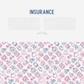 Insurance concept with thin line icons Royalty Free Stock Photo