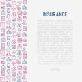 Insurance concept with thin line icons Royalty Free Stock Photo