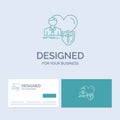 insurance, family, home, protect, heart Business Logo Line Icon Symbol for your business. Turquoise Business Cards with Brand logo Royalty Free Stock Photo