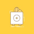 insurance, Fragile, product, warranty, health Flat Line Filled Icon. Beautiful Logo button over yellow background for UI and UX,