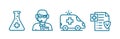 Insurance health care icon set. Online doctor. Ambulance. Medication. Insurance document. Outline contour blue line.