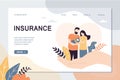 Insurance and healthcare landing page template. Big hands covering tiny people with newborn baby