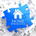 Insurance - Home Icon on Blue Puzzle.