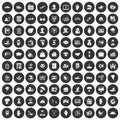 100 insurance icons set black circle