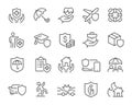 Insurance Icons Set. Such as Health Insurance, Property Insurance and Financial Risk and others. Editable vector stroke.