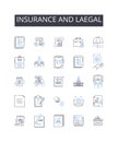 Insurance and laegal line icons collection. Coverage, Protection, Security, Assurance, Indemnification, Policy