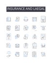 Insurance and laegal line icons collection. Coverage, Protection, Security, Assurance, Indemnification, Policy