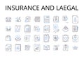 Insurance and laegal line icons collection. Coverage, Protection, Security, Assurance, Indemnification, Policy