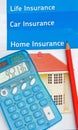 Insurance; life, car and home. Royalty Free Stock Photo