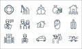 insurance line icons. linear set. quality vector line set such as accident, vehicles, hospital facility, robbery, healthy care,