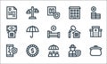 Insurance line icons. linear set. quality vector line set such as coin purse, family insurance, mobile, worker, money, home