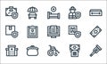 Insurance line icons. linear set. quality vector line set such as crutches, wheelchair, hospital, home insurance, coin purse, Royalty Free Stock Photo