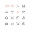 Insurance - modern vector single thin line icons set Royalty Free Stock Photo