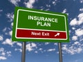 insurance plan next exit traffic sign on blue sky Royalty Free Stock Photo
