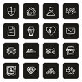 Insurance Policy Icons Freehand White On Black Royalty Free Stock Photo