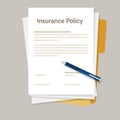 Insurance policy paperwork agreement with pen for signature