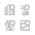 Insurance policy types linear icons set