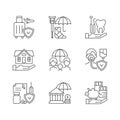 Insurance and protection linear icons set Royalty Free Stock Photo