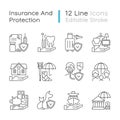 Insurance and protection linear icons set Royalty Free Stock Photo