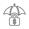 Insurance, safe investment icon. Line, outline design