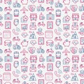 Insurance seamless pattern with thin line icons Royalty Free Stock Photo