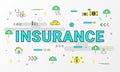 Insurance Services infographic. Flat line style icons concept such as House, Property, Health, Life, Income, Auto and car. Royalty Free Stock Photo
