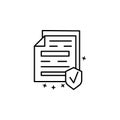 Insurance shield documents icon. Simple line, outline vector of project management icons for ui and ux, website or mobile