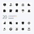 20 Insurance Solid Glyph icon Pack like life tooth insurance security insurance