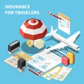 Insurance For Travelers Isometric Background