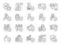 Insurance types icon set. It included pension, protection, risk, Takaful, health insurance, and more icons. Royalty Free Stock Photo