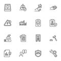 Insurance types line icons set