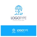 Insurance, Umbrella, Secure, Love Blue Outline Logo Place for Tagline Royalty Free Stock Photo