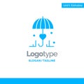 Insurance, Umbrella, Secure, Love Blue Solid Logo Template. Place for Tagline Royalty Free Stock Photo
