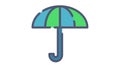 Insurance umbrella single isolated icon with single isolated icon with flat dash or dashed style