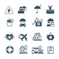 Insurance vector icons. Protection and safety symbols