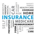 Insurance word cloud. Blue vector concept illustration II. Royalty Free Stock Photo