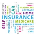 Insurance word cloud. Vector concept illustration. Royalty Free Stock Photo