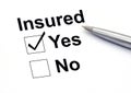 Insured yes check-box Royalty Free Stock Photo