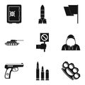 Insurrection icons set, simple style Royalty Free Stock Photo