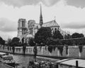 Notre Dame Church in Retro Black and White Royalty Free Stock Photo