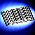 Inteational Tatting Day - barcode with futuristic blue background