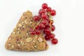 Integral biscuits with fresh currant and red berry fruit isolate Royalty Free Stock Photo