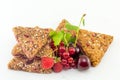 Integral biscuits with fresh fruit Royalty Free Stock Photo