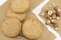 Integral biscuits and natural fresh hazelnuts Royalty Free Stock Photo