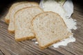 Integral bread in wooden table