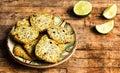 Integral cookies with chia seeds on a table Royalty Free Stock Photo