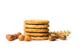 Integral cookies with hazelnuts on white