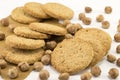 Integral cookies and natural fresh hazelnuts Royalty Free Stock Photo
