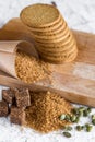 Integral cookies on old wooden table